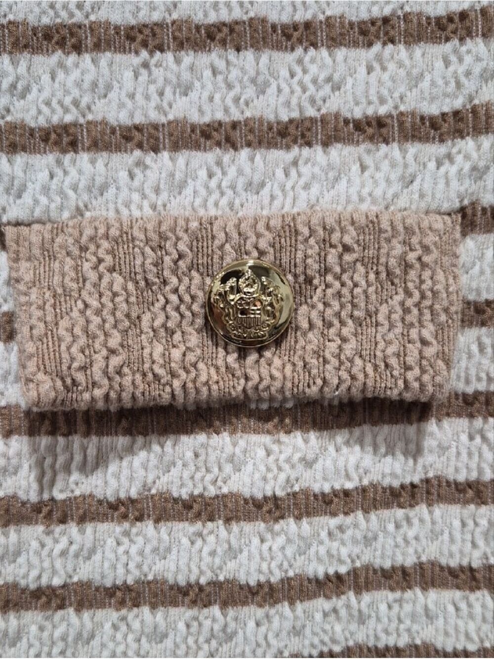 21 Saints Beige Cream Horizontal Stripe Textured Cropped Cardigan M - Picture 5 of 11